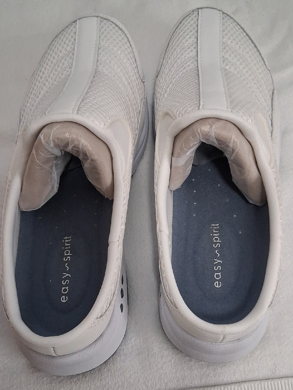 Easy Spirit White Mesh Slip-On Sneakers with Navy Insole